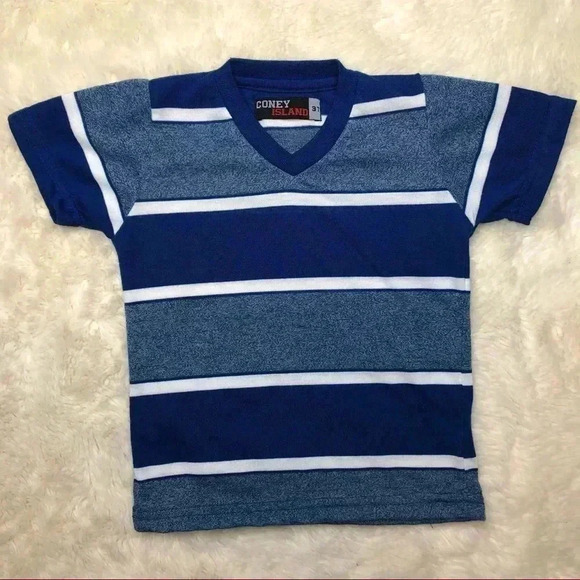 Coney Island T-Shirt  Blue & White Stripes Size 3T - Picture 1 of 16